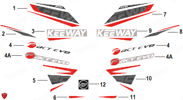 Stickers KEEWAY Pieces KEEWAY Origine FACT EVO 50 E4 2014-2017
