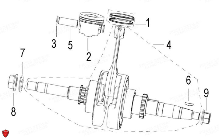 Vilebrequin Piston KEEWAY Pieces KEEWAY Origine FACT EVO 50 E4 2014-2017

