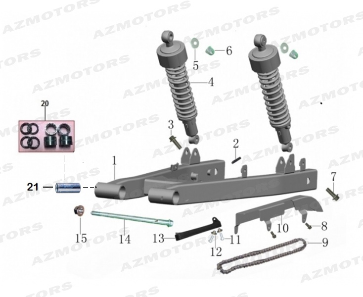 Bras Oscillant Amortisseurs Chaine MASH Pieces MASH FAMILY SIDE 400cc (2019 - 2020)