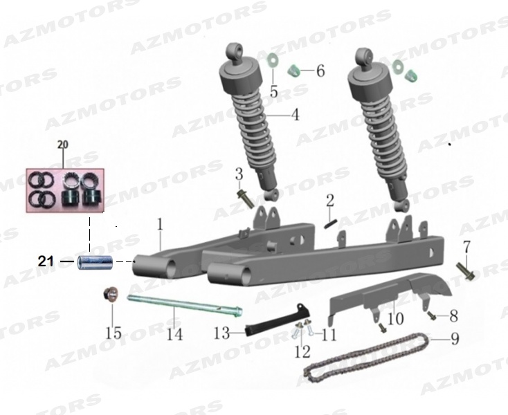 BRAS_OSCILLANT_AMORTISSEURS_CHAINE MASH PIECES D ORIGINE MASH FAMILY SIDE 400cc (2019 - 2020)