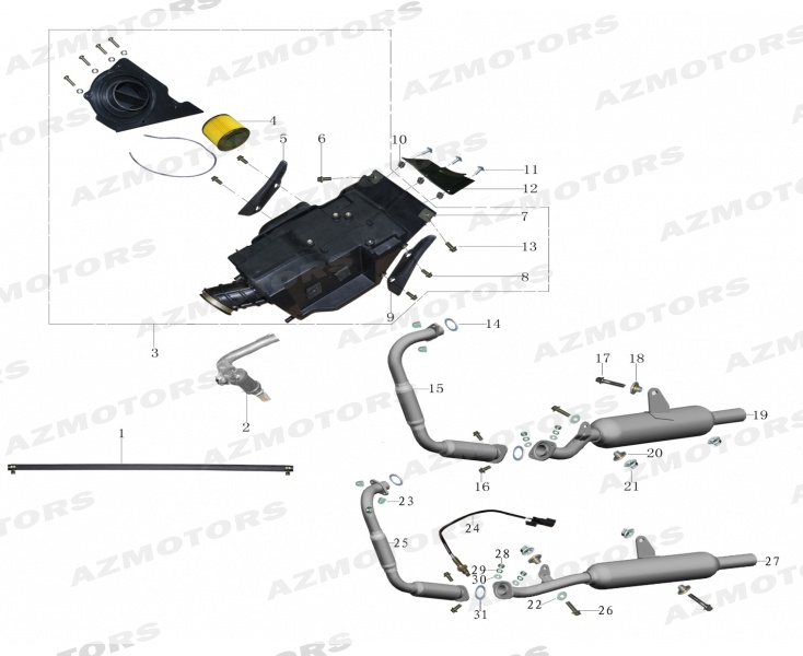 Echappement Filtre A Air MASH Pieces MASH FAMILY SIDE 400cc (2019 - 2020)