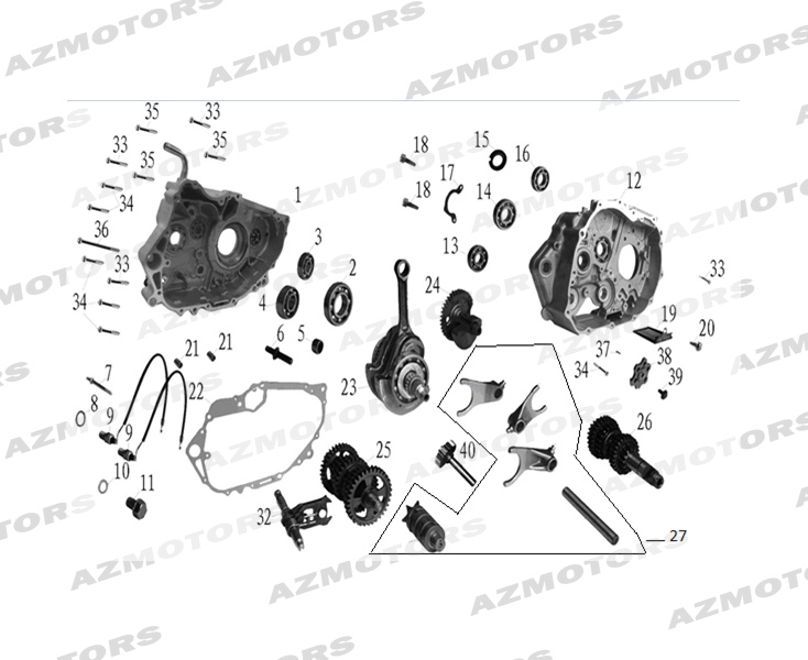 ENSEMBLE_CARTER_MOTEUR_VILEBREQUIN_PIGNONS MASH PIECES D ORIGINE MASH FAMILY SIDE 400cc (2019 - 2020)