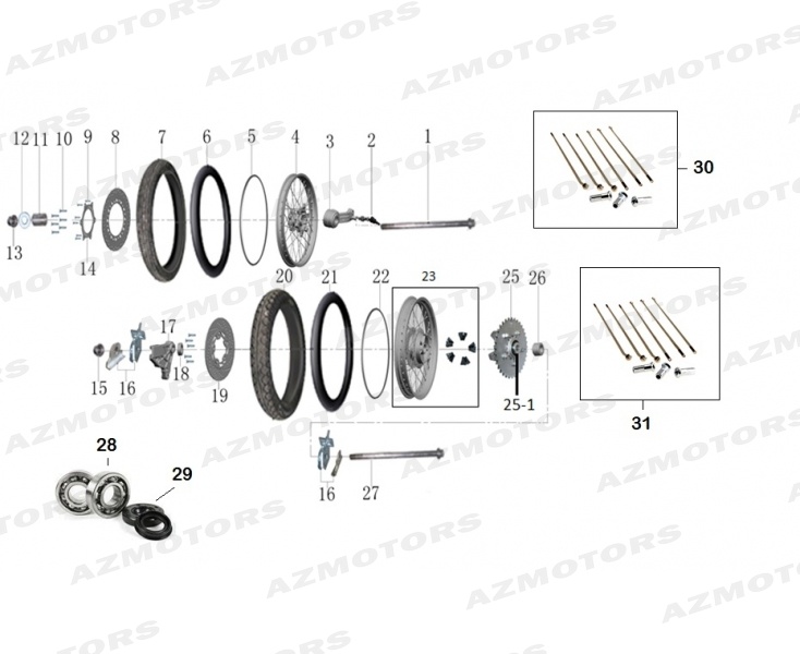 Ensemble Roues Avant Arriere MASH Pieces MASH FAMILY SIDE 400cc (2019 - 2020)
