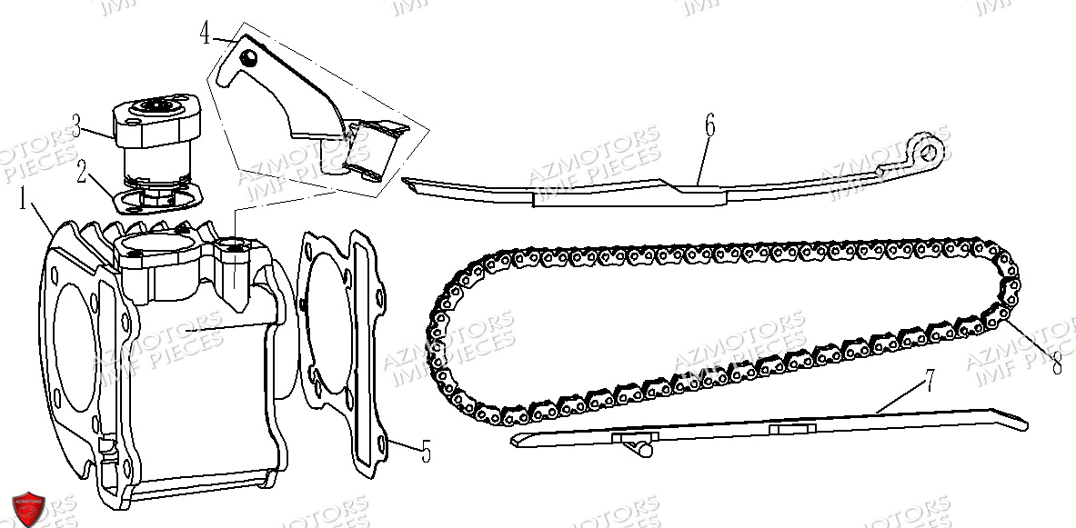 Cylindre AZMOTORS PIECES FERRY 125 4T EURO 5