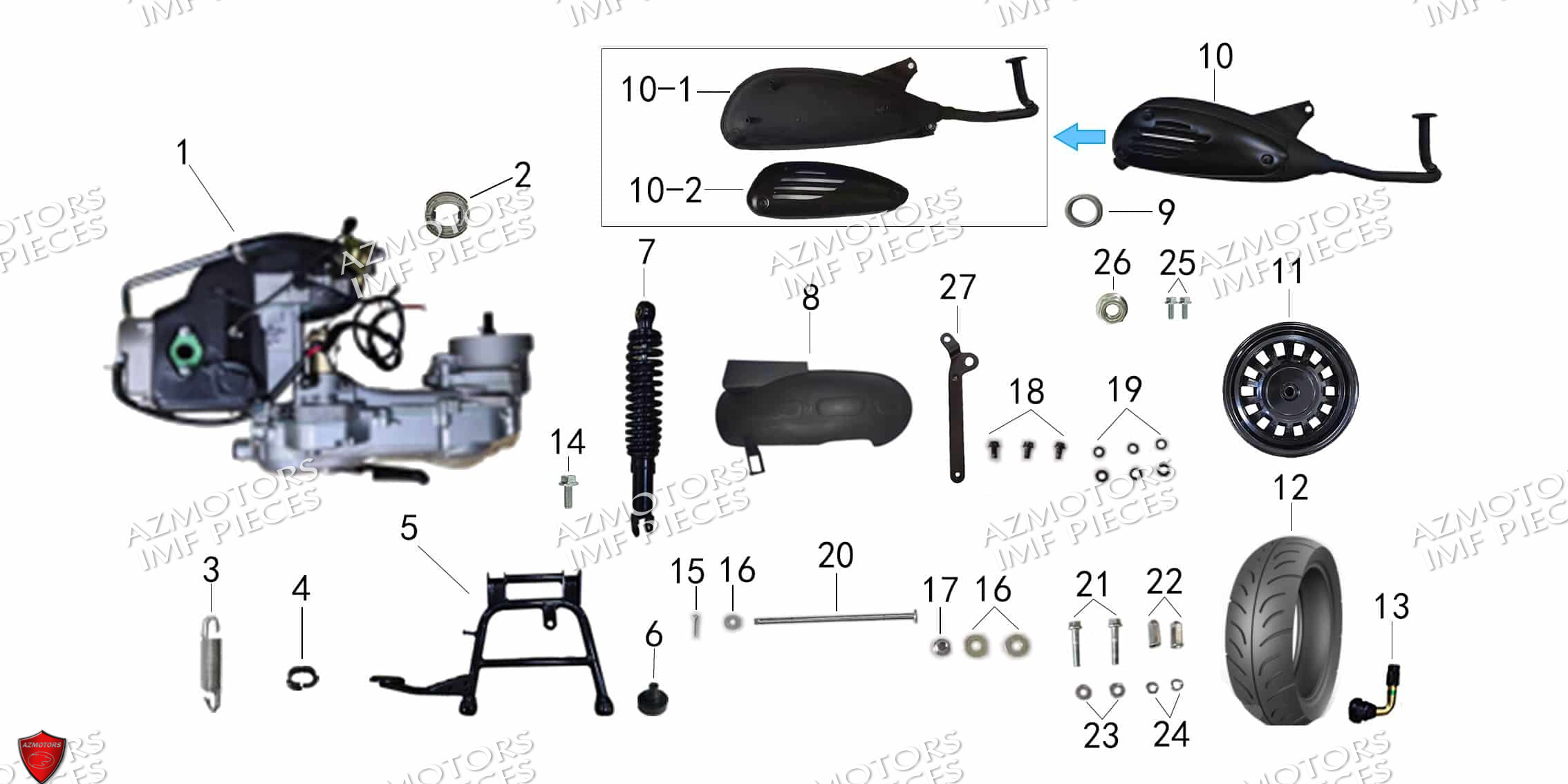 Roue Arriere AZMOTORS PIECES FERRY 125 4T EURO 5