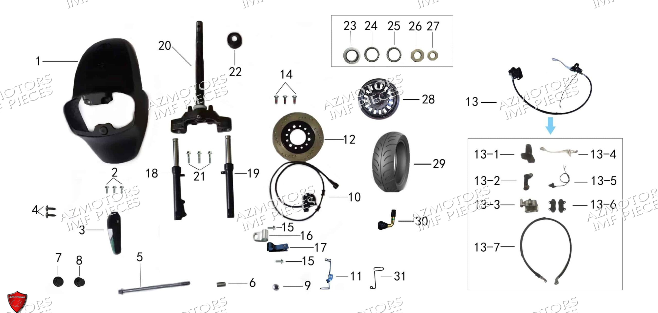 Roue Avant AZMOTORS PIECES FERRY 125 4T EURO 5