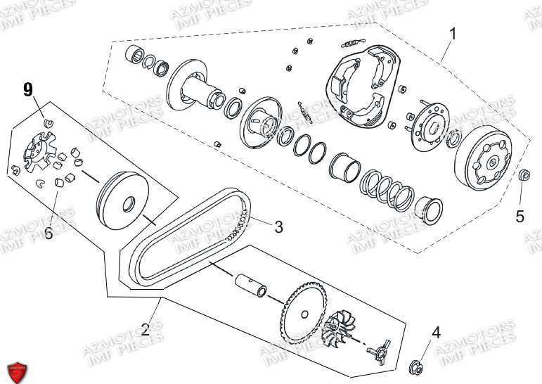 Embrayage Et Variateur AZMOTORS PIECES FERRY 50 4T EURO 5