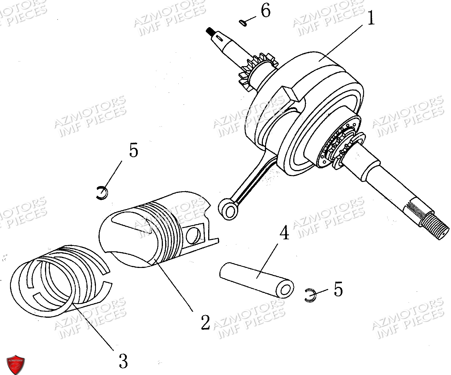 Piston Et Vilebrequin AZMOTORS PIECES FERRY 50 4T EURO 5