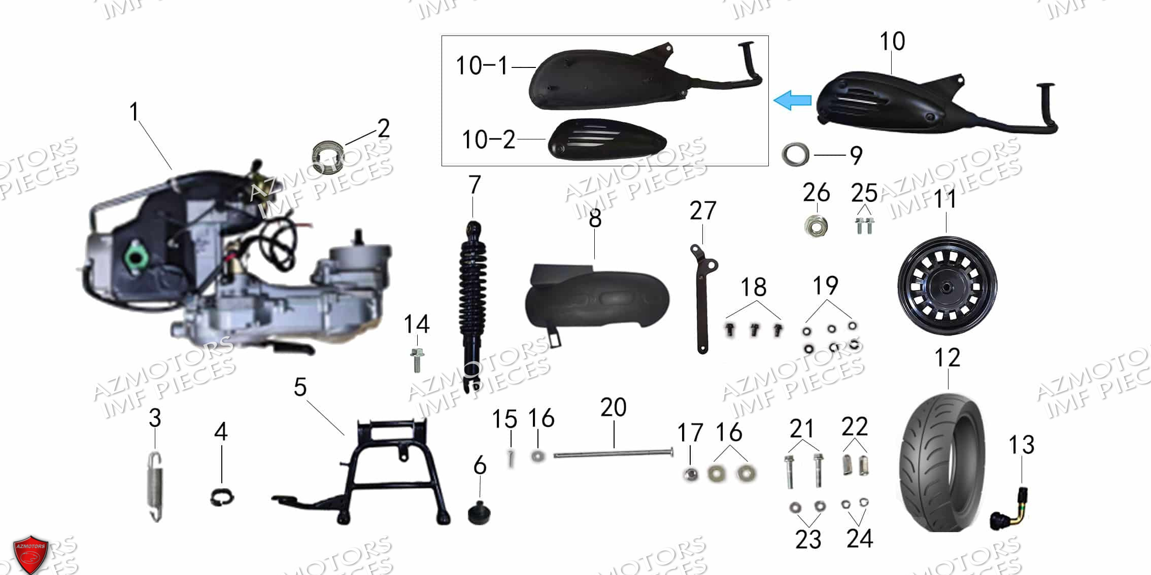 Roue Arriere AZMOTORS PIECES FERRY 50 4T EURO 5