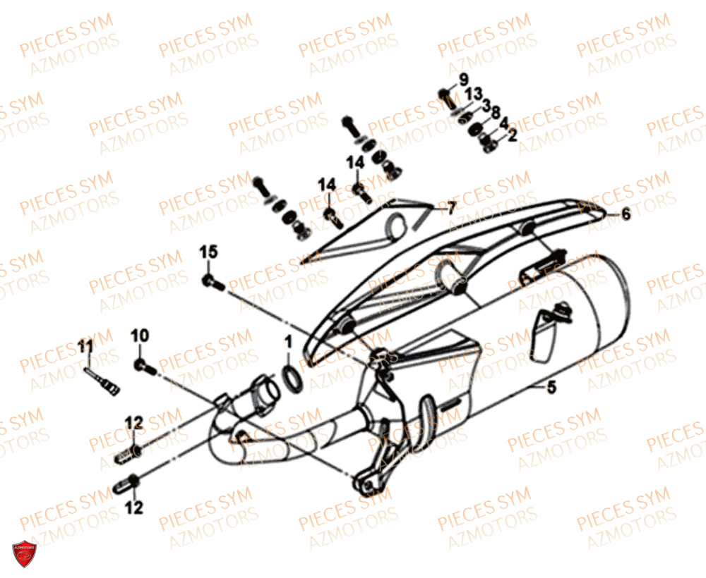 Echappement SYM Pièces FIDDLE III 125I EURO 4 - XA12W2-EU (2017-2020)