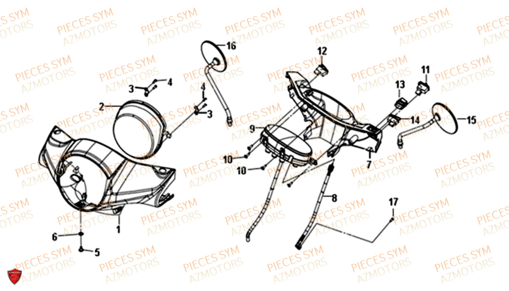 Cache Guidon SYM Pièces FIDDLE III 50 - XA05W5-EU (2018-2020)