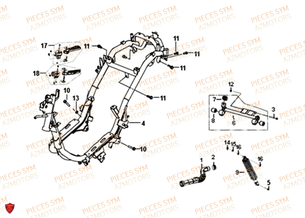 Chassis SYM Pièces FIDDLE III 50 - XA05W5-EU (2018-2020)