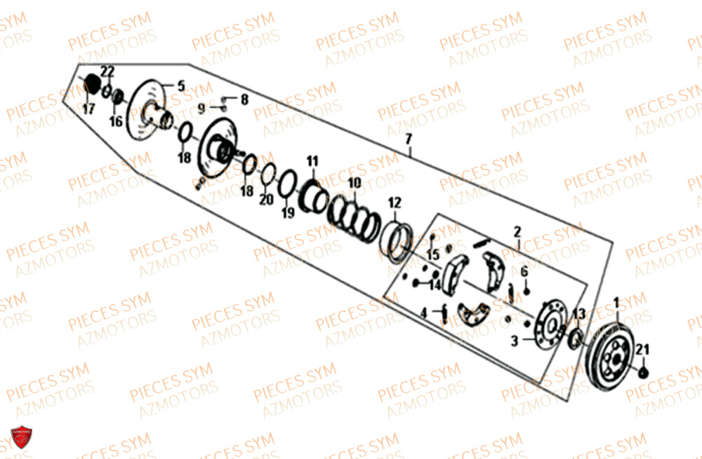 Embrayage SYM Pièces FIDDLE III 50 - XA05W5-EU (2018-2020)