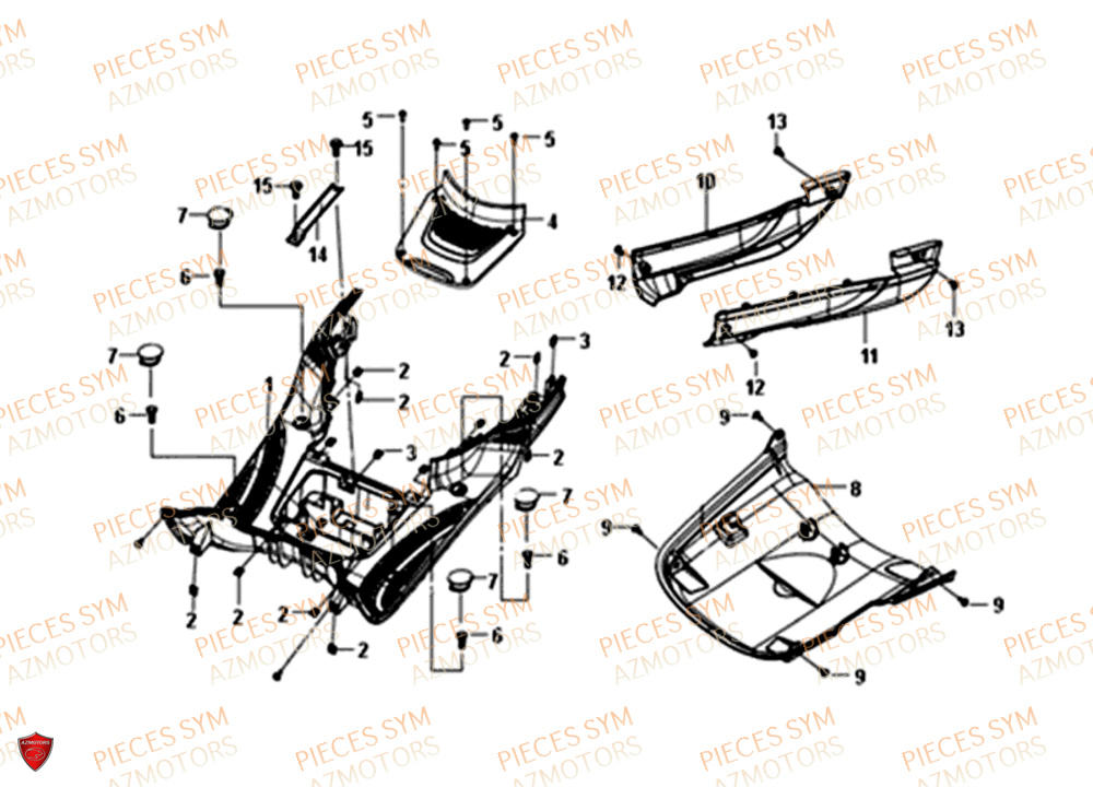 Plancher SYM Pièces FIDDLE III 50 - XA05W5-EU (2018-2020)