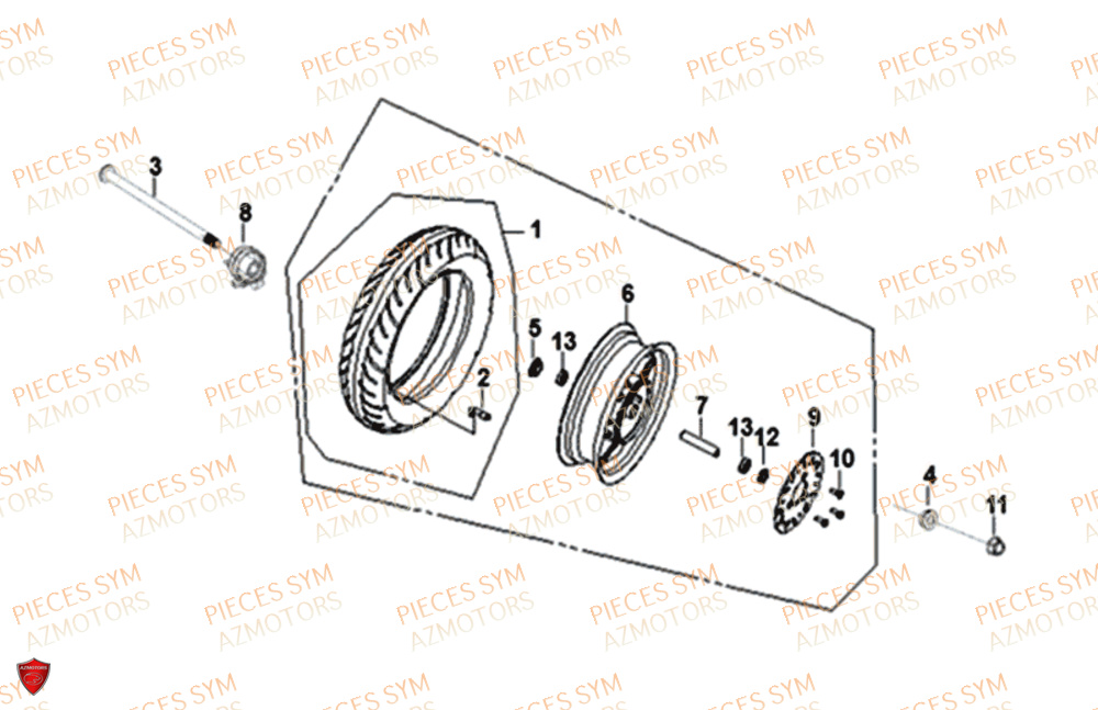 Roue Avant SYM Pièces FIDDLE III 50 - XA05W5-EU (2018-2020)