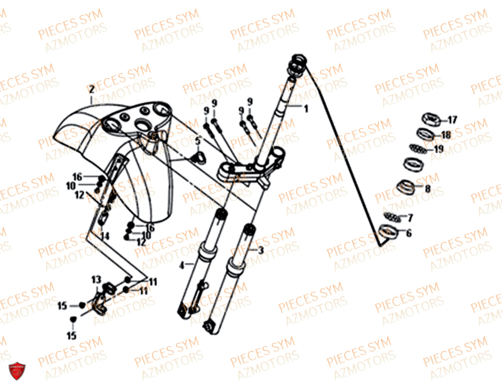 Te De Fourche SYM Pièces FIDDLE III 50 - XA05W5-EU (2018-2020)