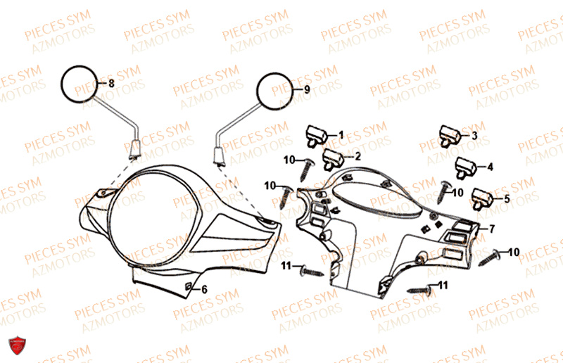 Cache Guidon SYM Pièces FIDDLE II 50 - AF05W4-EU (2018-2020)