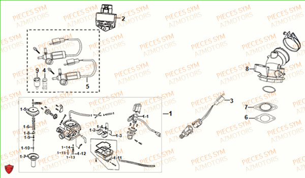 Carburateur SYM Pièces FIDDLE II 50 - AF05W4-EU (2018-2020)