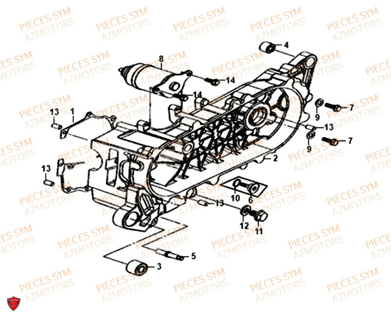 Carter Moteur SYM Pièces FIDDLE II 50 - AF05W4-EU (2018-2020)