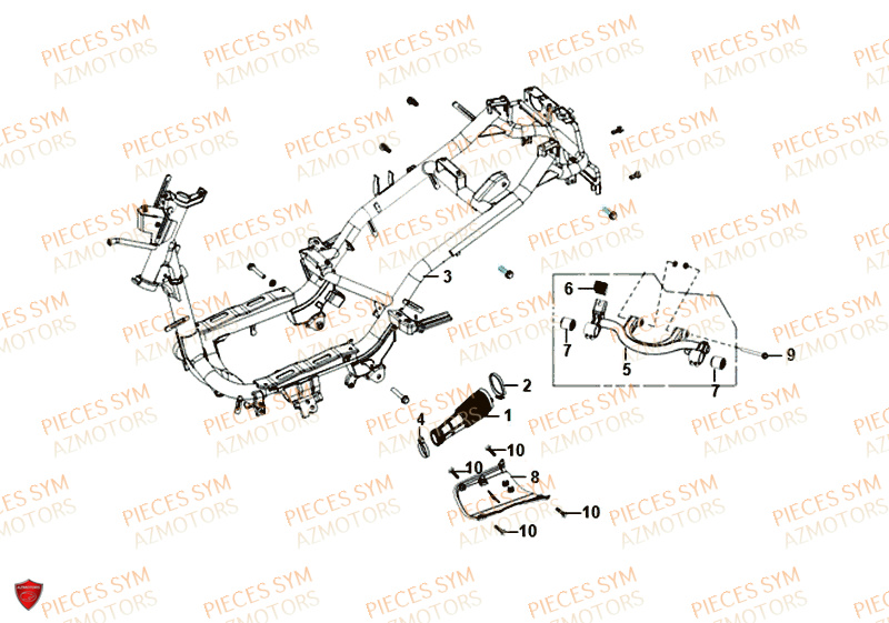 Chassis SYM Pièces FIDDLE II 50 - AF05W4-EU (2018-2020)