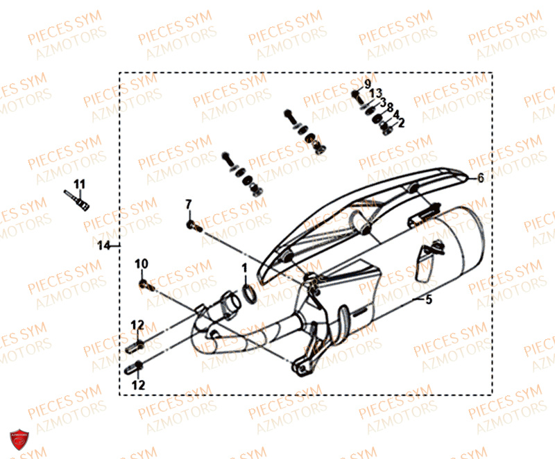 Echappement SYM Pièces FIDDLE II 50 - AF05W4-EU (2018-2020)