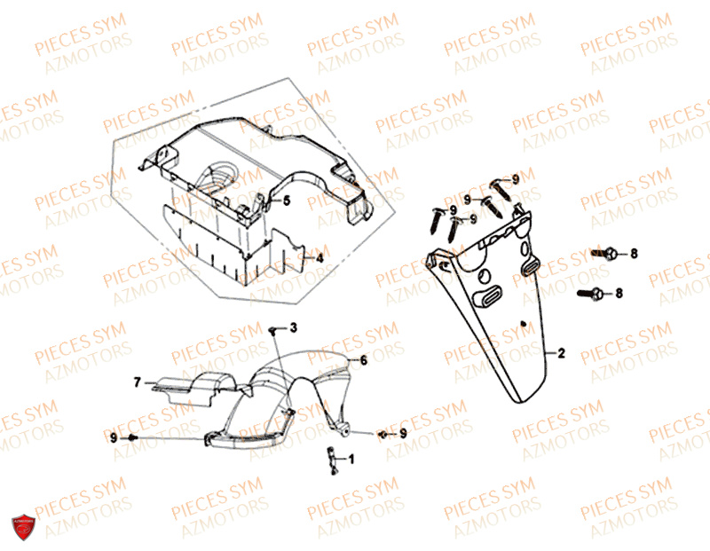Garde Boue Arriere SYM Pièces FIDDLE II 50 - AF05W4-EU (2018-2020)