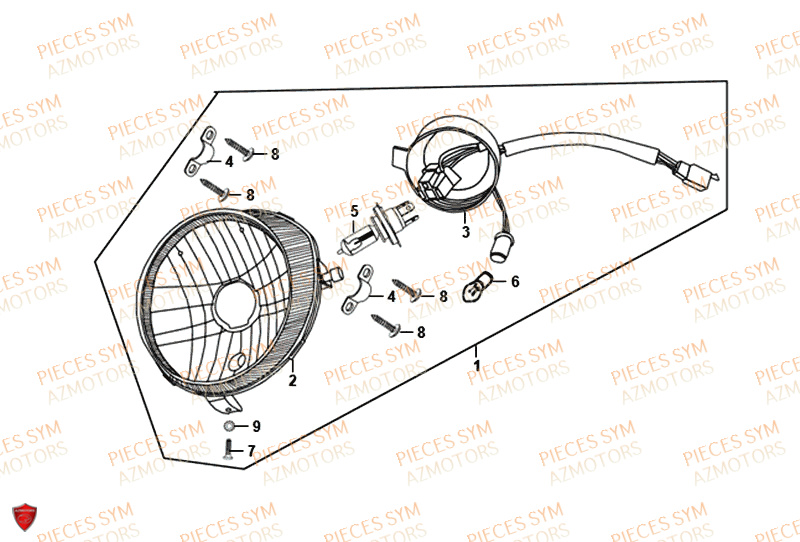 Phare Avant SYM Pièces FIDDLE II 50 - AF05W4-EU (2018-2020)