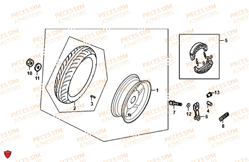 Roue Arriere SYM Pièces FIDDLE II 50 - AF05W4-EU (2018-2020)
