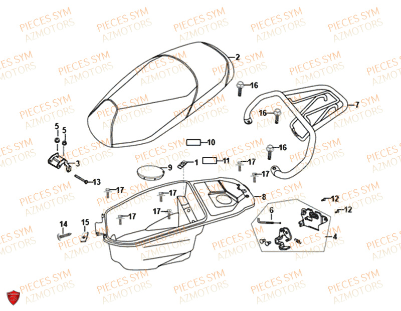 Selle SYM Pièces FIDDLE II 50 - AF05W4-EU (2018-2020)