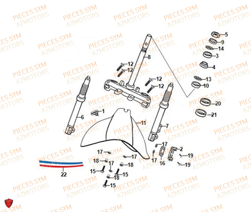 Te De Fourche SYM Pièces FIDDLE II 50 - AF05W4-EU (2018-2020)