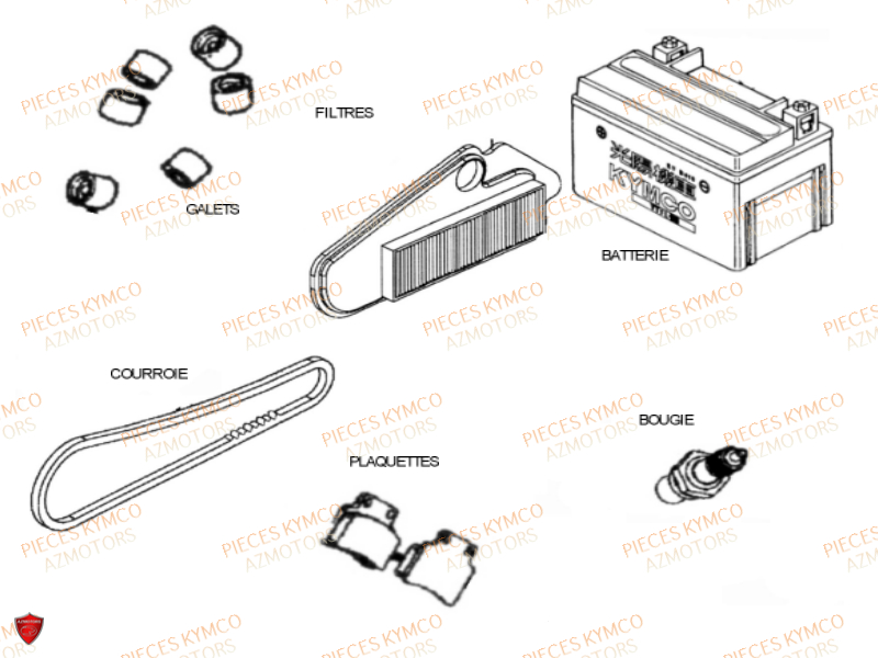 BATTERIE YTX5L-BS YUASA (ORIGINE) KYMCO pour 1.CONSOMMABLE de FILLY 50 4T