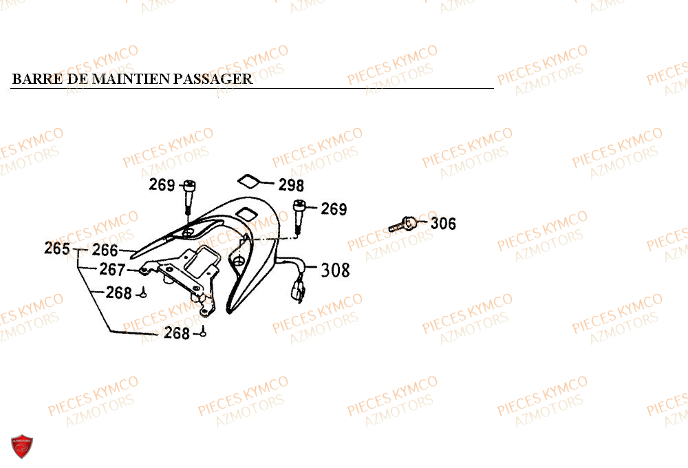 Barre De Maintien Passager KYMCO Pièces FILLY 50 4T (SD10AC)