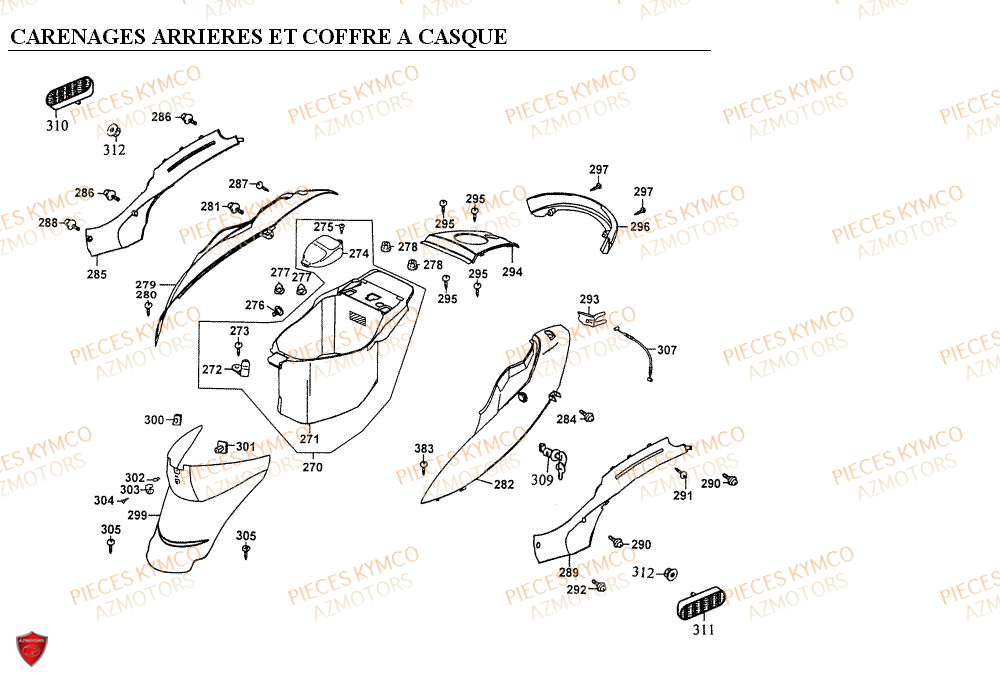 Carenage Arriere KYMCO Pièces FILLY 50 4T (SD10AC)