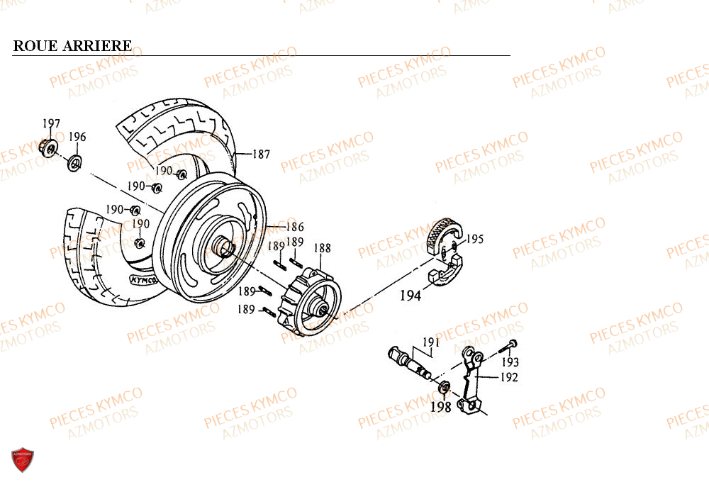 Roue Arriere KYMCO Pièces FILLY 50 4T (SD10AC)