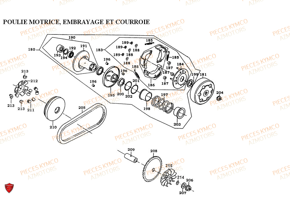 Variateur KYMCO Pièces FILLY 50 4T (SD10AC)
