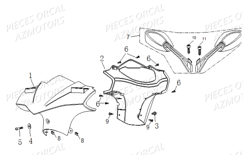 Carenages Compteur Retroviseurs ORCAL Pièces Orcal FIREFOX 50cc 4T EURO 4
