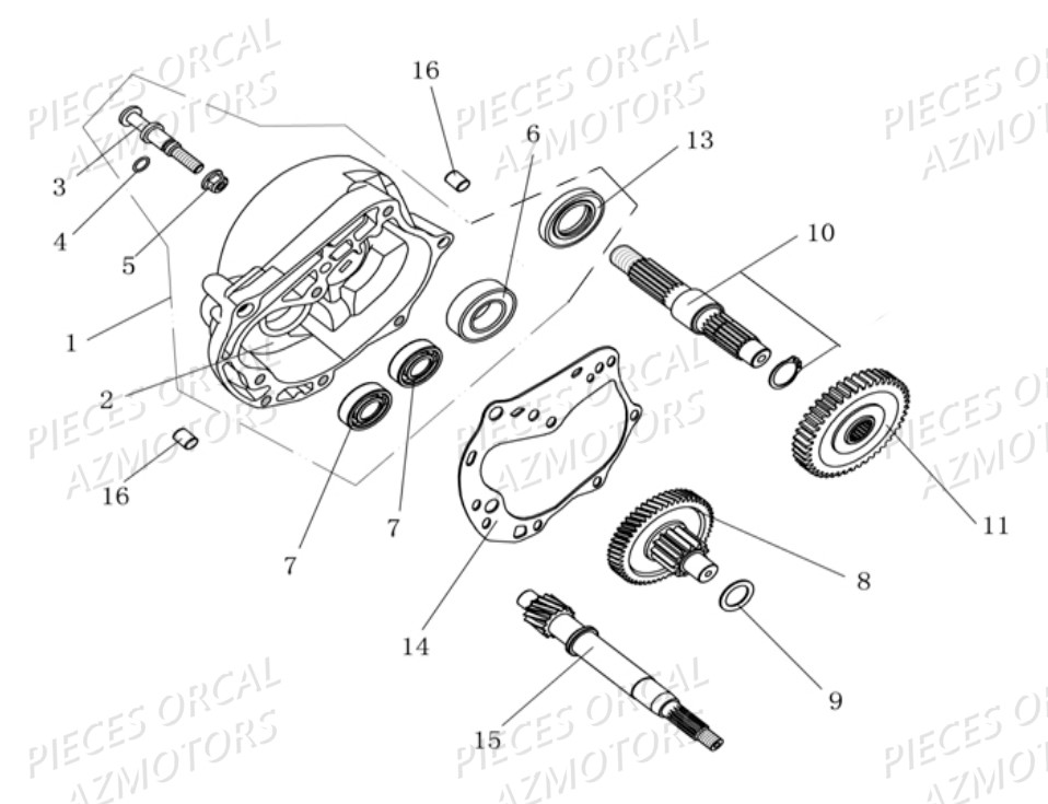 Carter Transmission ORCAL Pièces Orcal FIREFOX 50cc 4T EURO 4