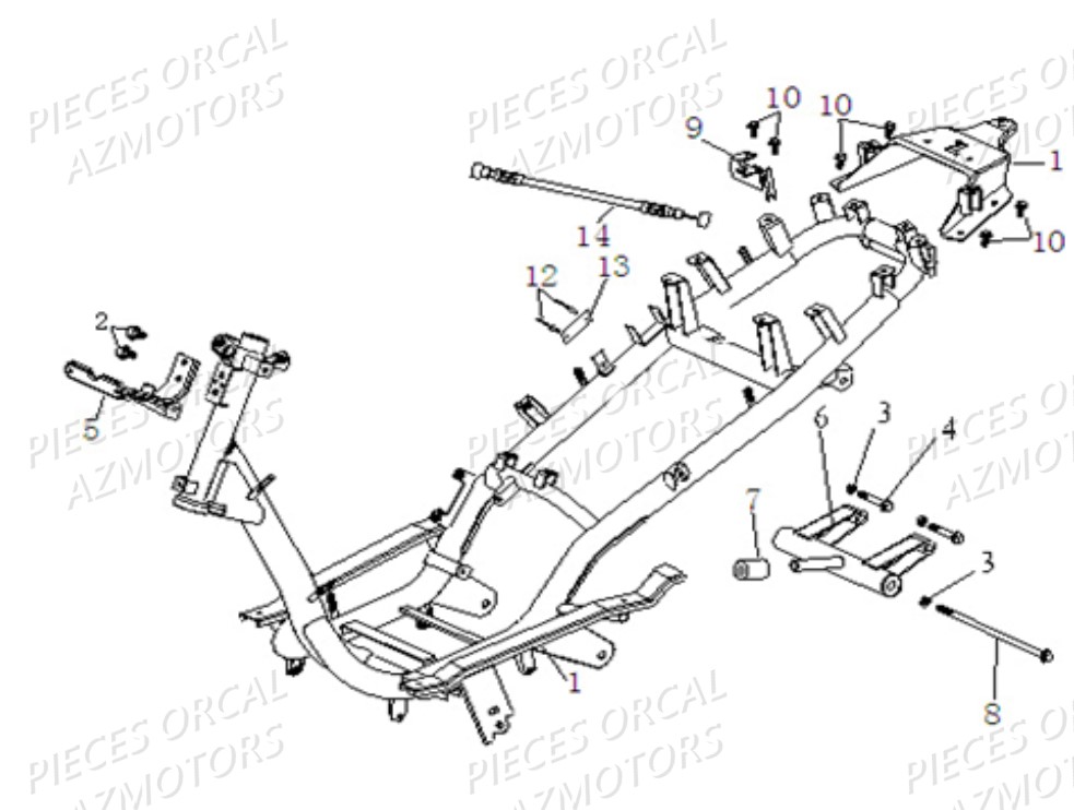 Chassis ORCAL Pièces Orcal FIREFOX 50cc 4T EURO 4