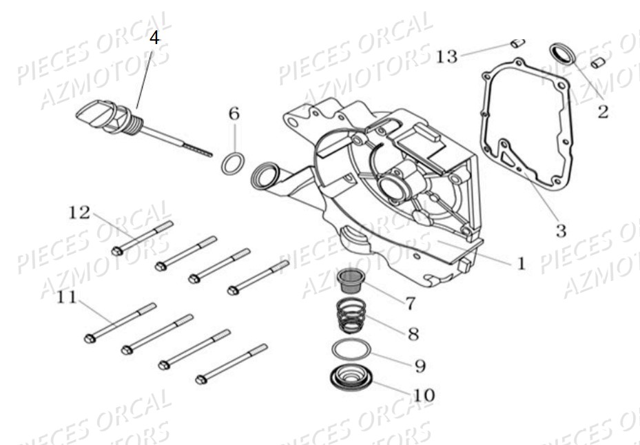 Couvercle Droit Crepine ORCAL Pièces Orcal FIREFOX 50cc 4T EURO 4