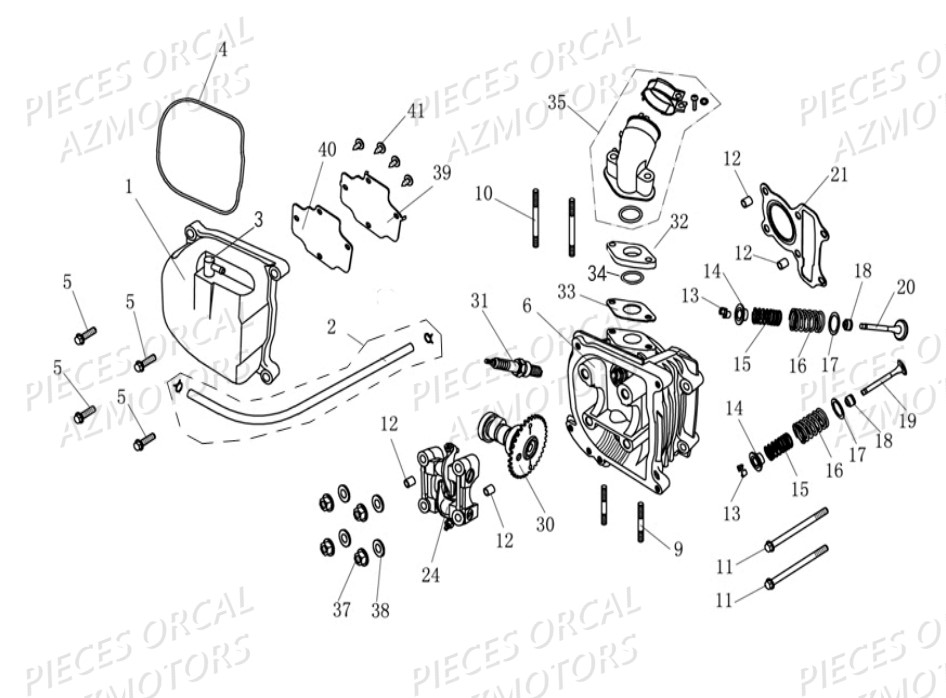 Culasse Bougie ORCAL Pièces Orcal FIREFOX 50cc 4T EURO 4