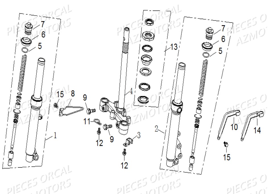 Fourche Te De Fourche ORCAL Pièces Orcal FIREFOX 50cc 4T EURO 4