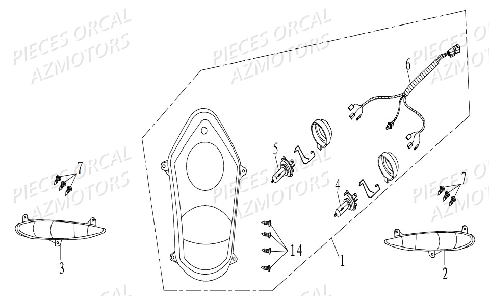 Phare Avant ORCAL Pièces Orcal FIREFOX 50cc 4T EURO 4