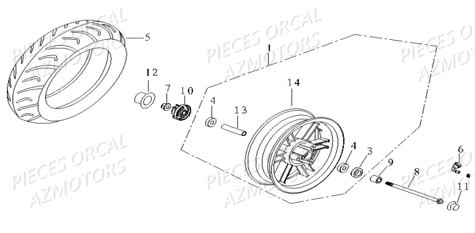 ROUE_AVANT ORCAL Pièces Orcal FIREFOX 50cc EURO IV 4T