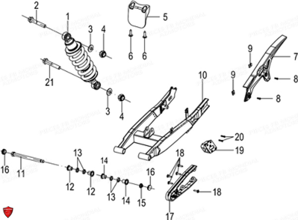 Bras Oscillant Amortisseur FB MONDIAL Pieces FLAT TRACK 125 ABS EU5 Mondial Origine