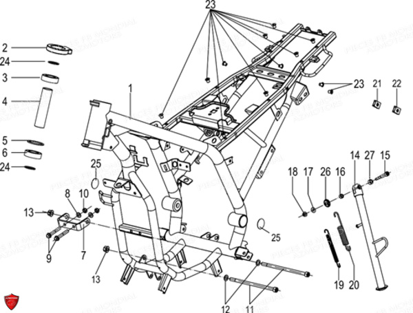 CADRE_CHASSIS FB MONDIAL Pieces FLAT TRACK 125 ABS EU5 Mondial Origine