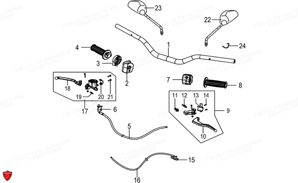 Guidon Retroviseurs Leviers FB MONDIAL Pieces FLAT TRACK 125 ABS EU5 Mondial Origine