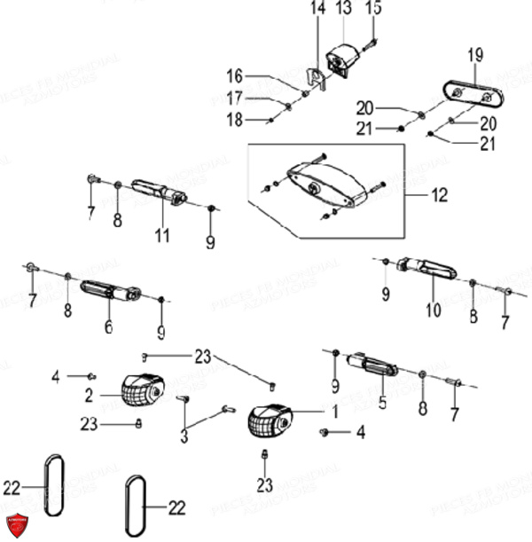 Phare Clignotants FB MONDIAL Pieces FLAT TRACK 125 ABS EU5 Mondial Origine