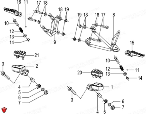 Repose Pieds FB MONDIAL Pieces FLAT TRACK 125 ABS EU5 Mondial Origine