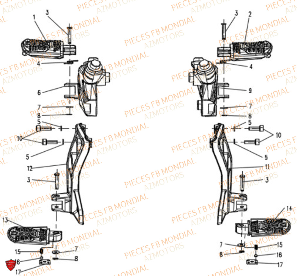 Cale Pied FB MONDIAL Pieces FLEX 300 ABS M4