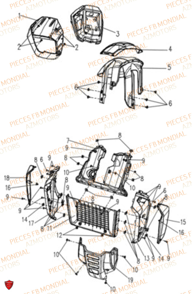 Carenage Avant FB MONDIAL Pieces FLEX 300 ABS M4